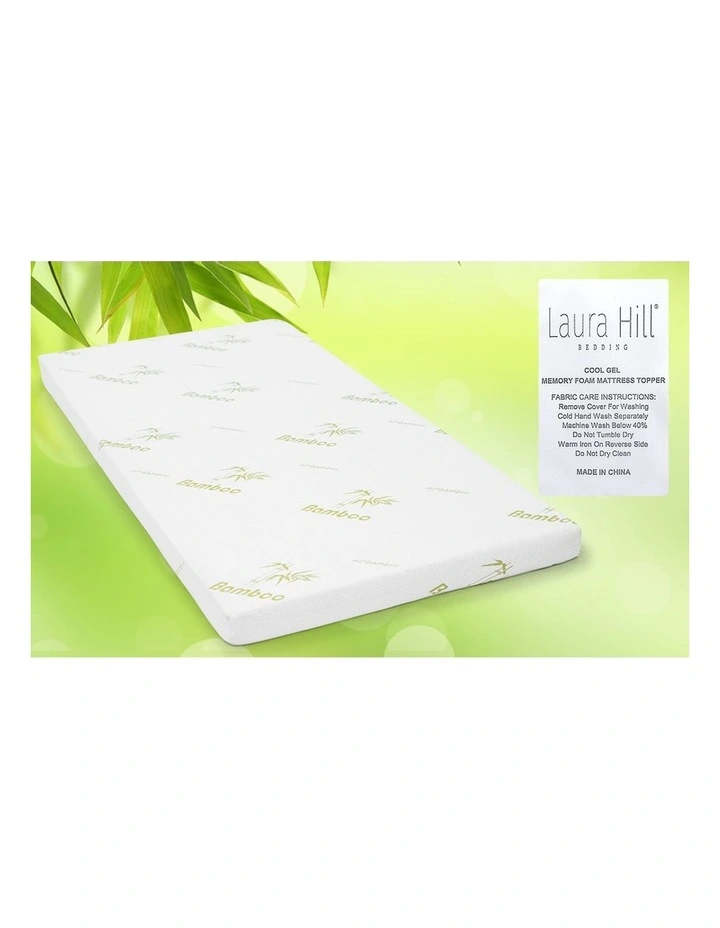 Laura Hill Cool Gel Memory Foam 8cm Mattress Topper Bamboo Fabric Cover Ecologic King Single 8 Laura Hill Cool Gel Memory Foam 8cm Mattress Topper Bamboo Fabric Cover Ecologic King Single - Image 6