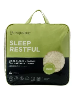 MiniJumbuk Sleep Restful Wool Mattress Topper White