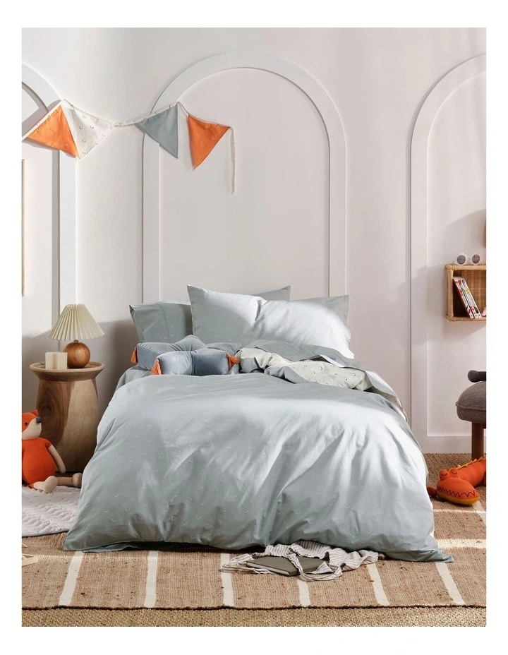 Linen House Kids Smiles All Round Quilt Cover Set In Sugar/Smoke 4 Linen House Kids Smiles All Round Quilt Cover Set In Sugar/Smoke - Image 2