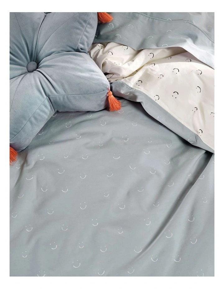 Linen House Kids Smiles All Round Quilt Cover Set In Sugar/Smoke 6 Linen House Kids Smiles All Round Quilt Cover Set In Sugar/Smoke - Image 4