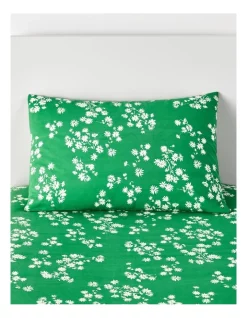 Sheridan Kid's Daisy Field Fitted Sheet Set In Pea