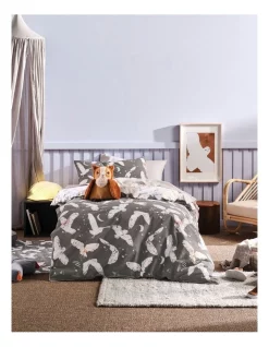 Linen House Kids Take To The Sky Quilt Cover Set Charcoal