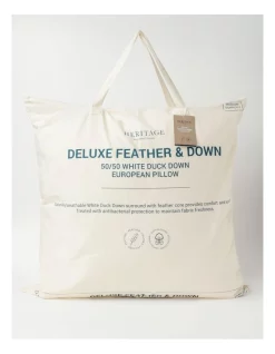 Heritage Deluxe 50/50 White Duck Down & Feather European Pillow