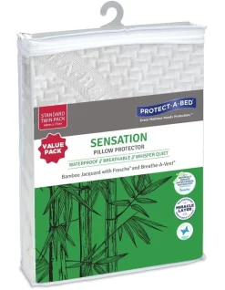 Protect-A-Bed Sensation Bamboo Jacquard Waterproof Pillow Protector Twin Pack